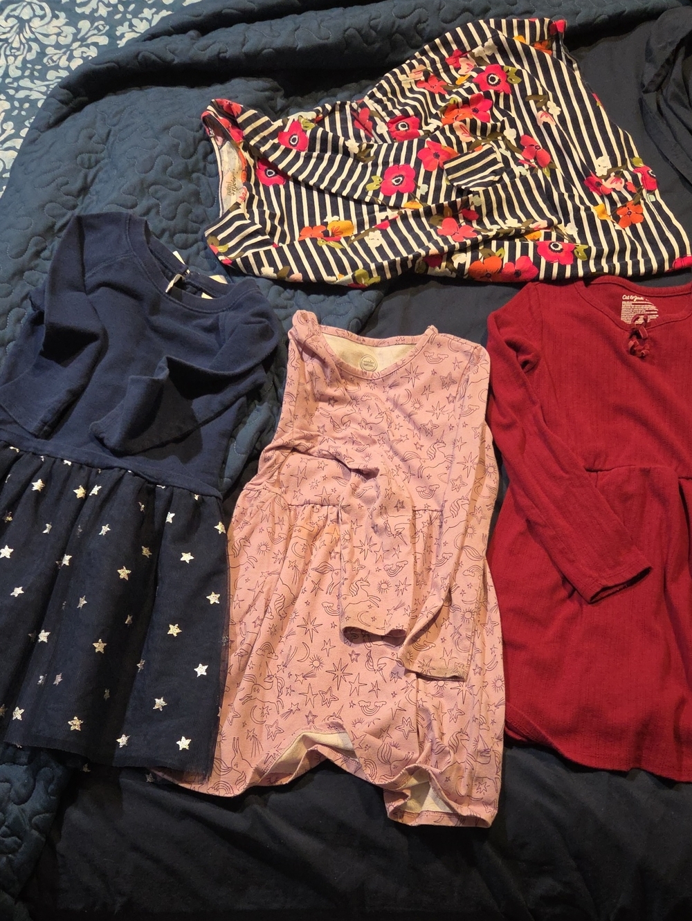 Lot Of Girls Long Sleeve Dresses  (4-Pack), Sizes 6-7, Various Brands